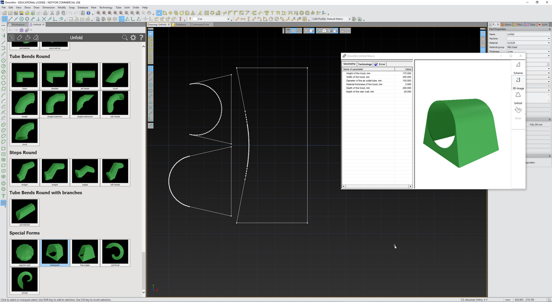 Unfolding of 3D Geometries